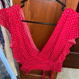 Free people polka dot tie crop top